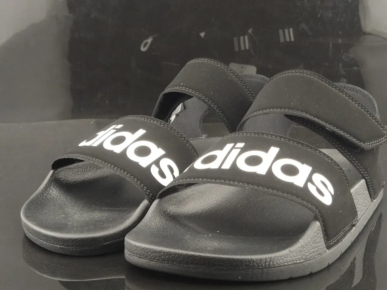 Adidas Slide Black Two-Strap Molded Sole Slipper 2