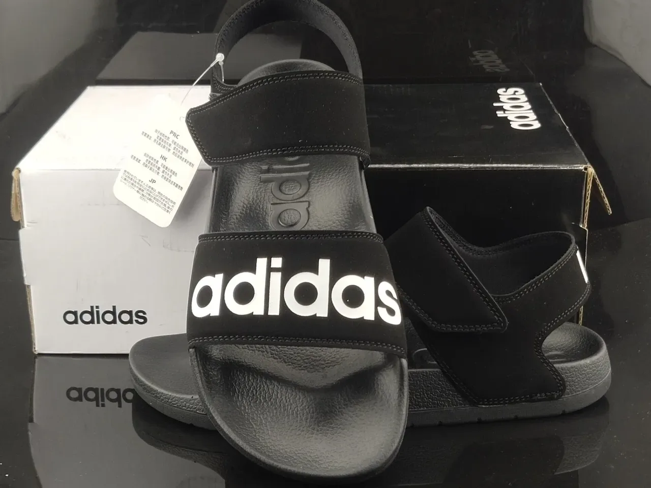 Adidas Slide Black Two-Strap Molded Sole Slipper 3