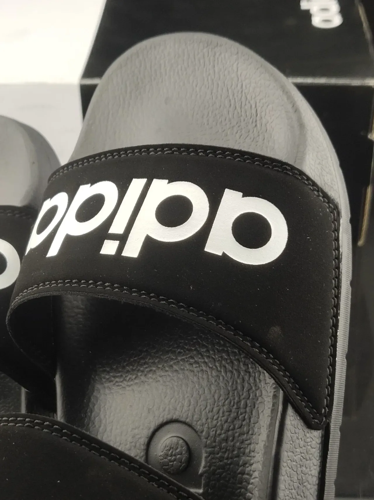 Adidas Slide Black Two-Strap Molded Sole Slipper 6