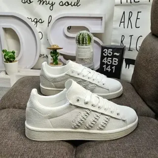 Adidas Stan Smith أبيض أحادي اللون سويد متنور علوي أحذية رياضية أسلوب حياة