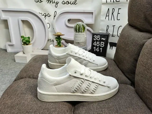 Adidas Stan Smith White Monochrome Suede-Textured Upper Lifestyle Sneakers 11