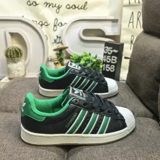 Adidas Superstar Black and Green حذاء رياضي أسلوب حياة