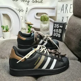 Adidas Superstar Black and Tan sneakers lifestyle