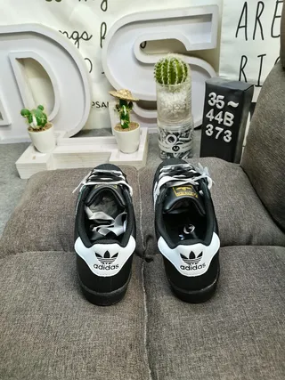 Adidas Superstar أحذية أسلوب حياة سوداء وبيضاء 8