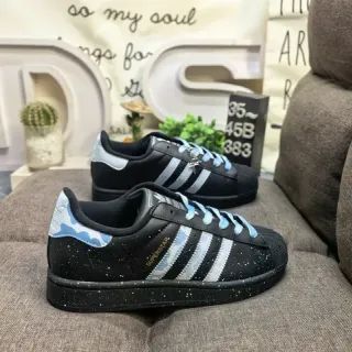 Adidas Superstar Black Blue Shell-Toe Three-Stripe Lifestyle Sneakers