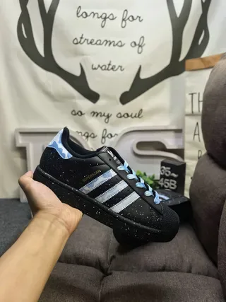 Adidas Superstar Noir Bleu Shell-Toe Trois Rayures Lifestyle Sneakers 5