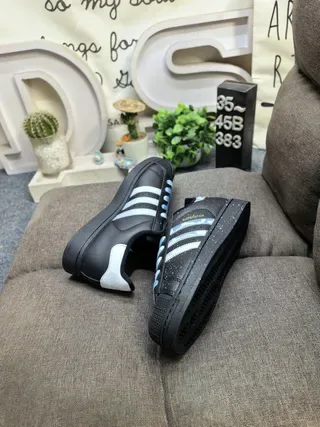 Adidas Superstar Noir Bleu Shell-Toe Trois Rayures Lifestyle Sneakers 6