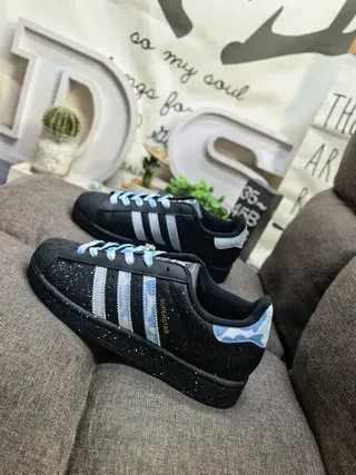Adidas Superstar Noir Bleu Shell-Toe Trois Rayures Lifestyle Sneakers 7