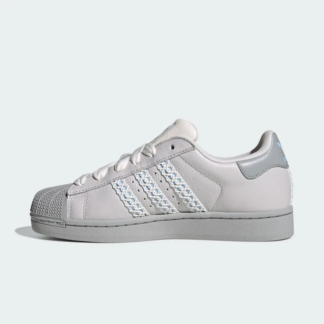 আদিদাস সুপারস্টার ধূসর নীল Shell-Toe বোনা তিন স্ট্রাইপ লাইফস্টাইল স্নিকার্স 5