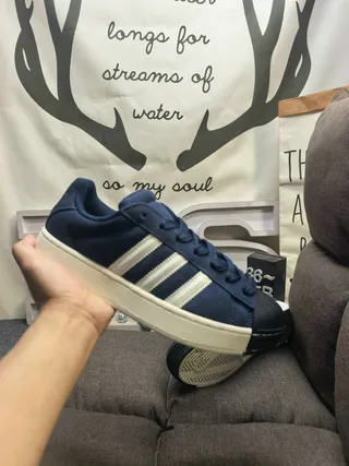Adidas Superstar Tênis Lifestyle em Camurça Azul Marinho 5