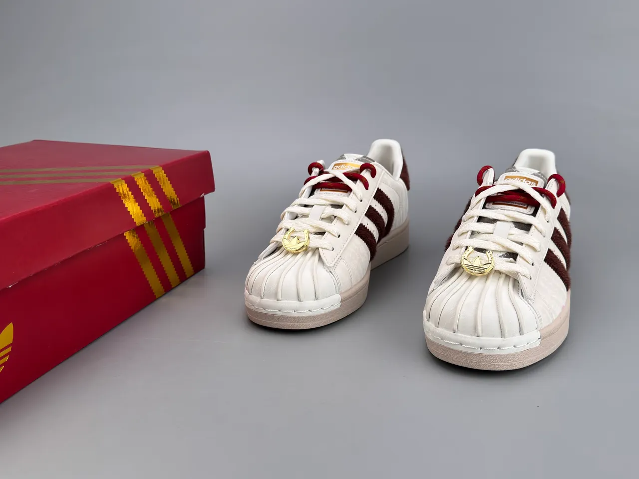 Adidas Superstar Off-White and Burgundy Lifestyle Sneakers 3