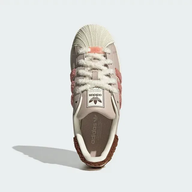 Adidas Superstar وردي شريط فروي أسلوب حياة رياضية 9