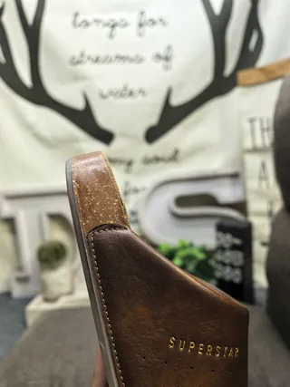 Adidas Superstar Slide Chaussons en cuir marron avec semelle en liège 3