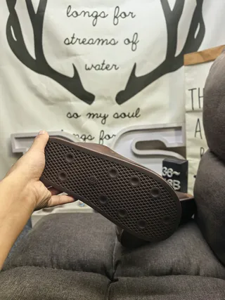 Adidas Superstar Slide Chaussons en cuir marron avec semelle en liège 4