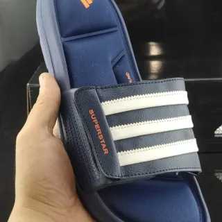 Adidas Superstar Slide 海军蓝白条纹拖鞋
