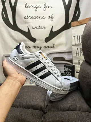 Adidas Superstar White Black Shell-Toe Sneakers Lifestyle 5