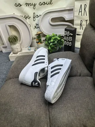 Adidas Superstar White Black Shell-Toe Sneakers Lifestyle 6