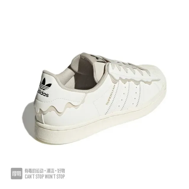 Adidas Superstar White Gold Shell-Toe Wavy Overlay أحذية رياضية للنمط الحياتي 11