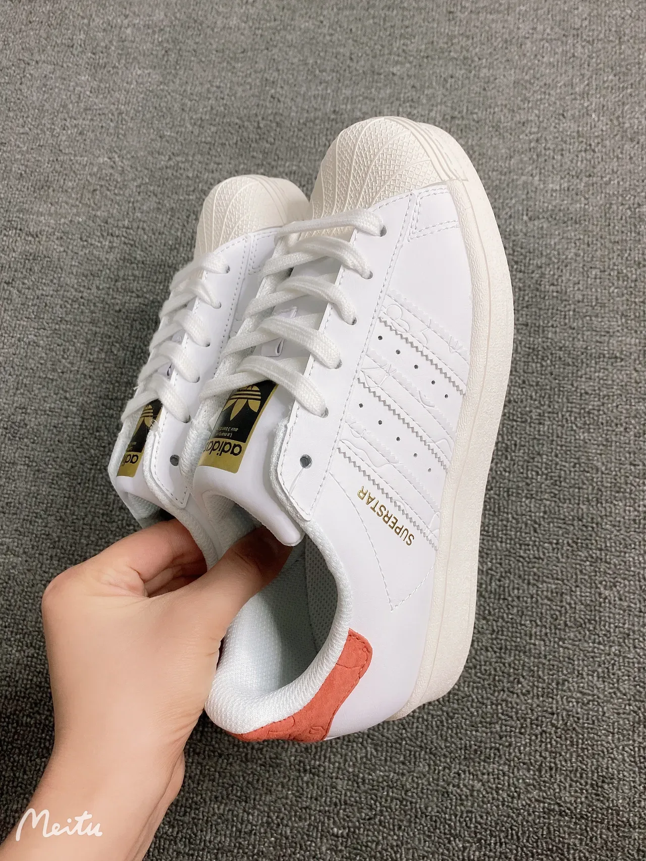 Adidas Superstar White Orange Gold 生活方式运动鞋 8
