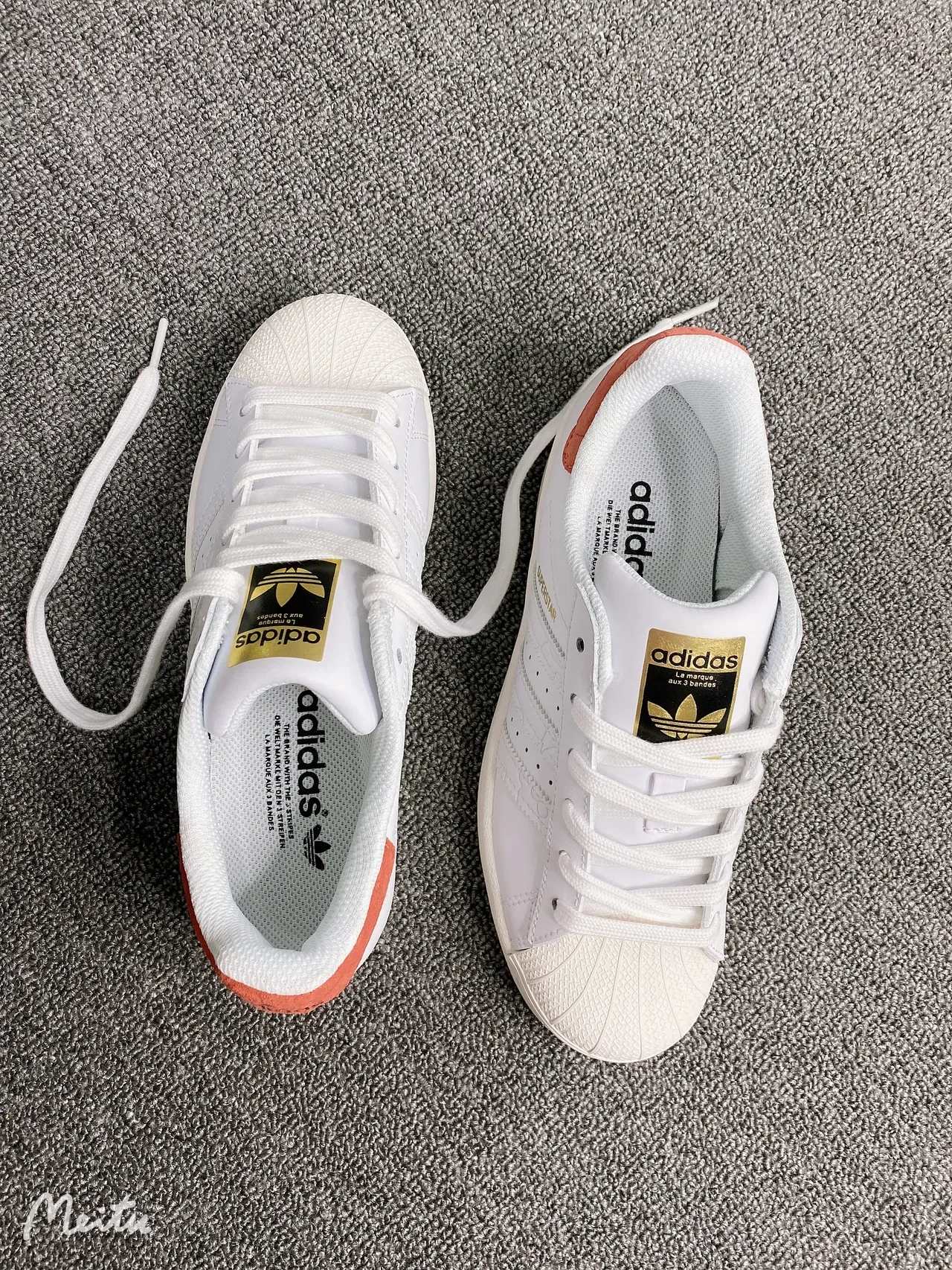 Adidas Superstar White Orange Gold 生活方式运动鞋 10