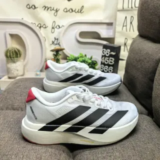 Adidas White Black Engineered Mesh Upper Three-Stripe Side Branding Running Shoes