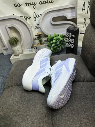 Adidas Blanc Bleu Partie Supérieure Malla Ingénierée Semelle Médiane Tachetée Chaussures de Course 6
