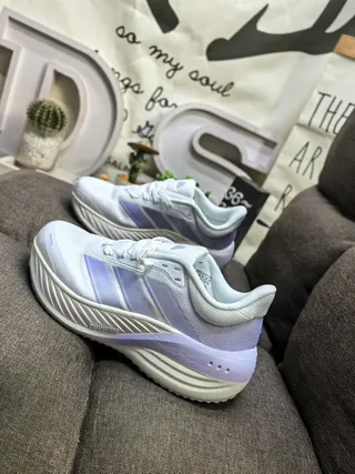 Adidas Blanc Bleu Partie Supérieure Malla Ingénierée Semelle Médiane Tachetée Chaussures de Course 7