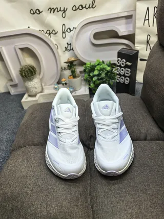 Adidas Blanc Bleu Partie Supérieure Malla Ingénierée Semelle Médiane Tachetée Chaussures de Course 10