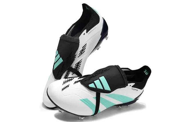 Adidas Blanco Azul Bajo Corte de Cordones Botas Moldadas Conicas Clavos Césped Firme Zapatos de Fútbol 3