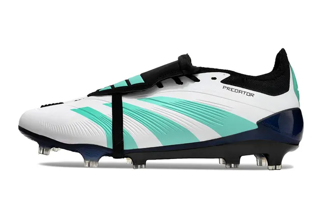 Adidas Blanco Azul Bajo Corte de Cordones Botas Moldadas Conicas Clavos Césped Firme Zapatos de Fútbol 4