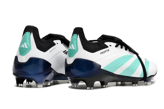Adidas Blanco Azul Bajo Corte de Cordones Botas Moldadas Conicas Clavos Césped Firme Zapatos de Fútbol 5