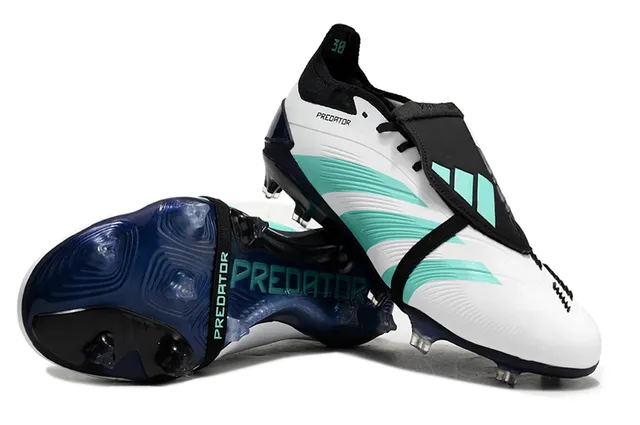 Adidas Blanco Azul Bajo Corte de Cordones Botas Moldadas Conicas Clavos Césped Firme Zapatos de Fútbol 6