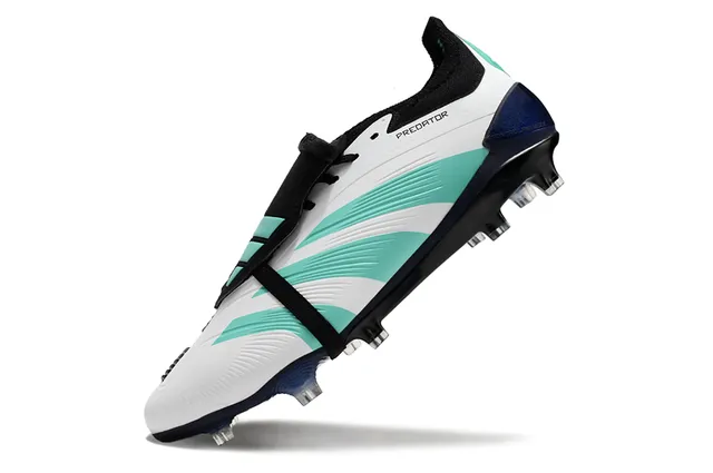 Adidas Blanco Azul Bajo Corte de Cordones Botas Moldadas Conicas Clavos Césped Firme Zapatos de Fútbol 7