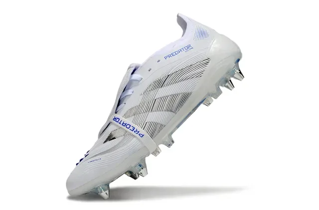 Adidas Blancos y Azules Zapatos de Fútbol con Upper Sintético y Acentos de Marca para Firm Ground 3