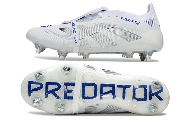 Adidas Blancos y Azules Zapatos de Fútbol con Upper Sintético y Acentos de Marca para Firm Ground 6
