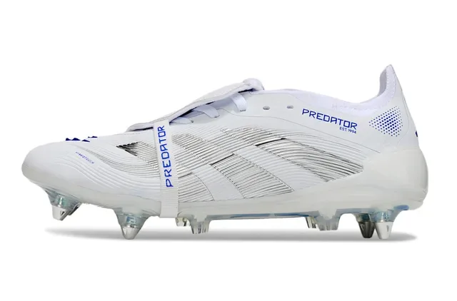 Adidas Blancos y Azules Zapatos de Fútbol con Upper Sintético y Acentos de Marca para Firm Ground 7