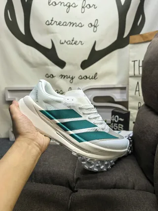 Adidas White Green Lightweight Mesh Upper Sculpted Foam Midsole Running Shoes 5