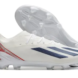 Adidas Chaussures de Football Blanc Marine Haut en Tricot Lacets Asymétriques Surface Firme
