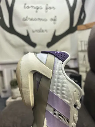 Adidas White Purple Mesh Upper Three-Stripe Side Panel Lifestyle Sneakers 3