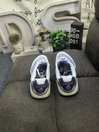 Adidas White Purple Mesh Upper Three-Stripe Side Panel Lifestyle Sneakers 8
