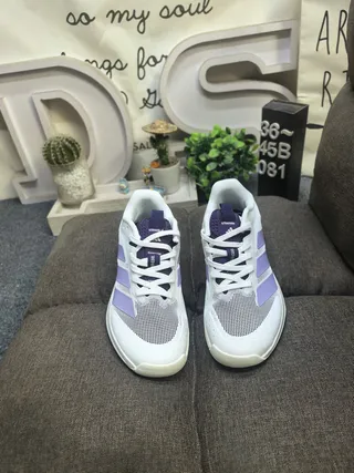 Adidas White Purple Mesh Upper Three-Stripe Side Panel Lifestyle Sneakers 10