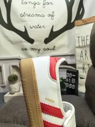 Adidas White Red Laceless Velcro Strap Three Stripes Lifestyle Sneakers 3