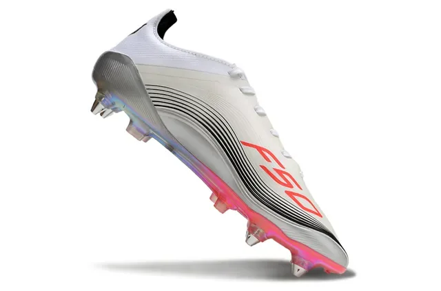 Adidas White Red Low-Cut Synthetic Upper Iridescent Translucent Soleplate Firm-Ground Soccer Shoes 2