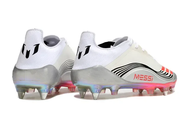 Adidas White Red Low-Cut Synthetic Upper Iridescent Translucent Soleplate Firm-Ground Soccer Shoes 5