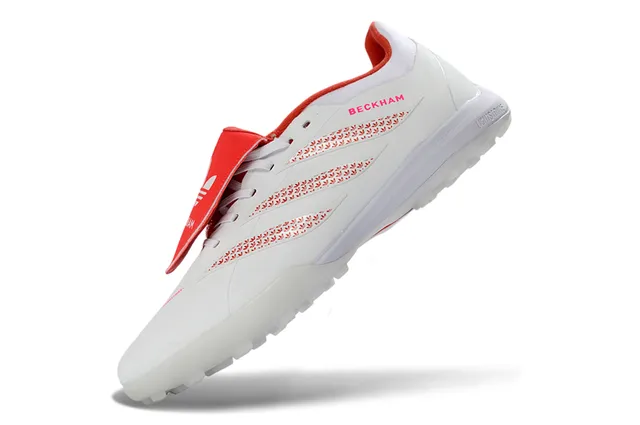 Adidas Blanco Rojo Bajo Superior Sintético Capas de Rayas Texturizadas Césped Artificial Zapatos de Fútbol 10