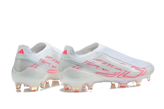 Adidas White Red Translucent Iridescent Sole Synthetic Upper Firm-Ground Soccer Shoes 2