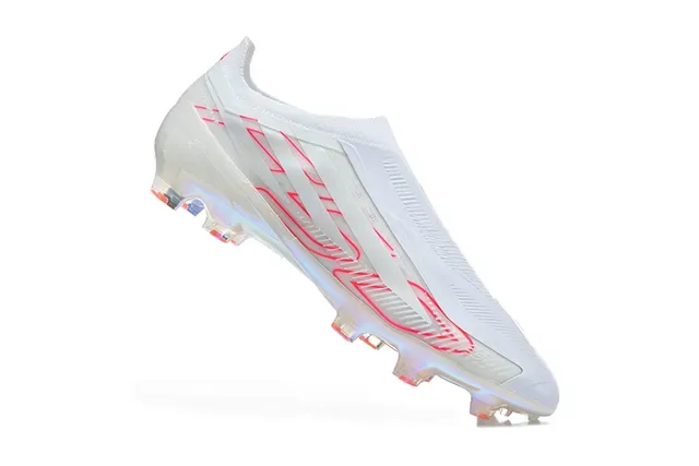 Adidas White Red Translucent Iridescent Sole Synthetic Upper Firm-Ground Soccer Shoes 4