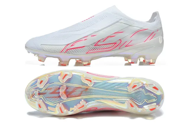 Adidas White Red Translucent Iridescent Sole Synthetic Upper Firm-Ground Soccer Shoes 5