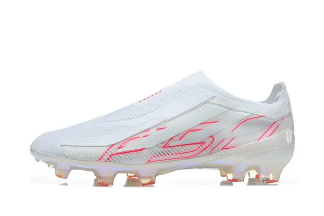 Adidas White Red Translucent Iridescent Sole Synthetic Upper Firm-Ground Soccer Shoes 6