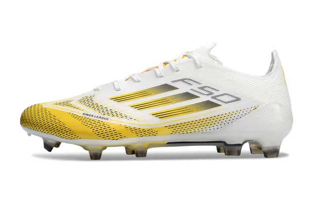 Adidas Sapatos de Futebol Low-Cut com studs moldados, laço assimétrico e superfície firme, branco e amarelo 7